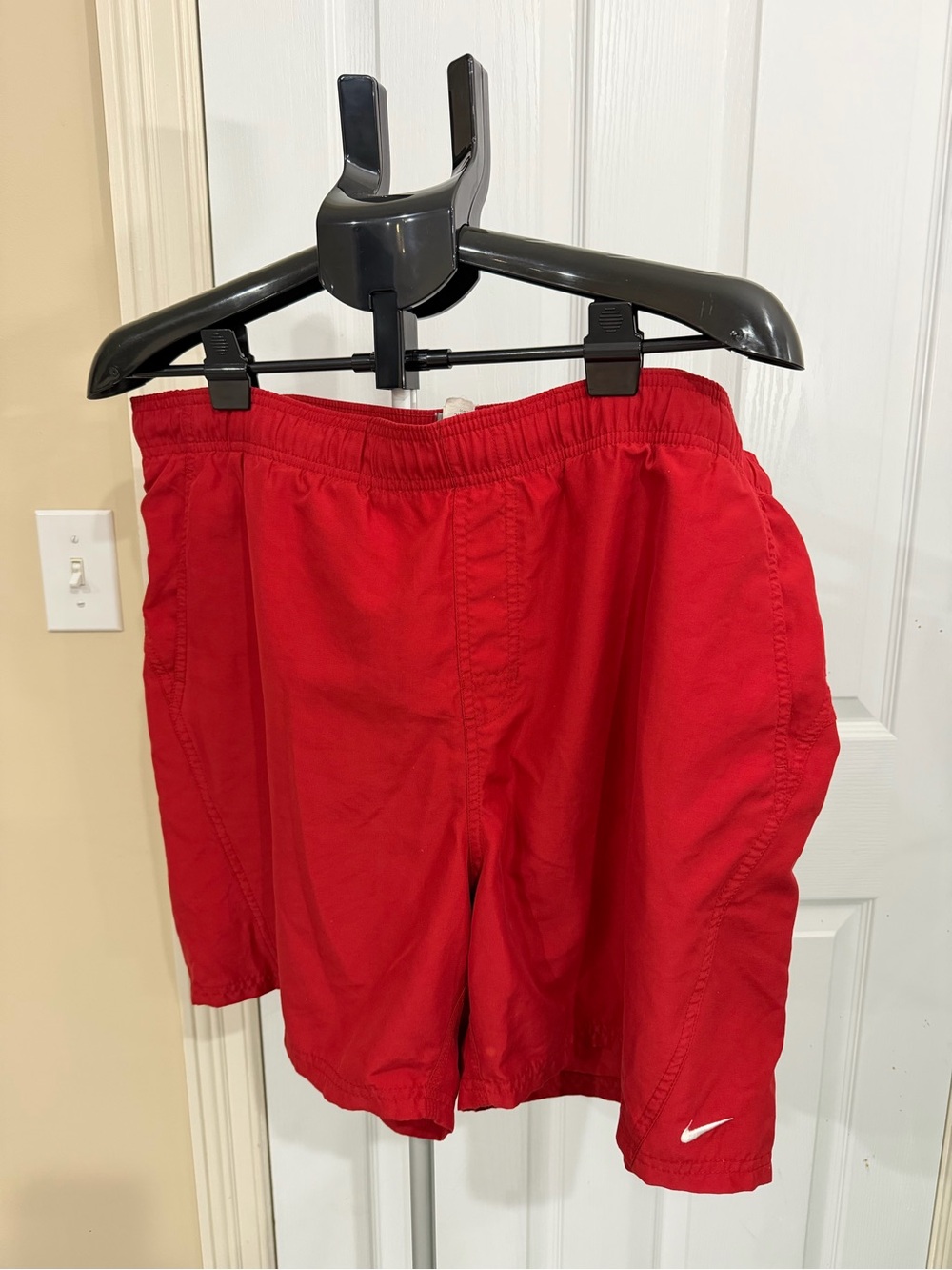 RARE Vintage 90s Nike Swim Shorts Mens XL Red Lined Trunks Mini Swoosh Logo